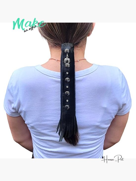 Leather Hair Wrap Ponytail Protector for Biker Helmets with Fringe main image 5